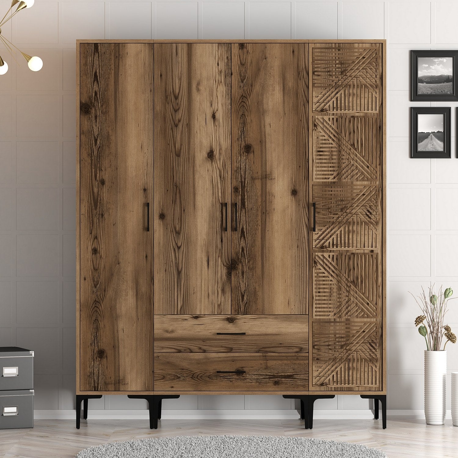 Guarda-roupa em nogueira – 160 cm x 201,4 cm x 47,5 cm – melamina