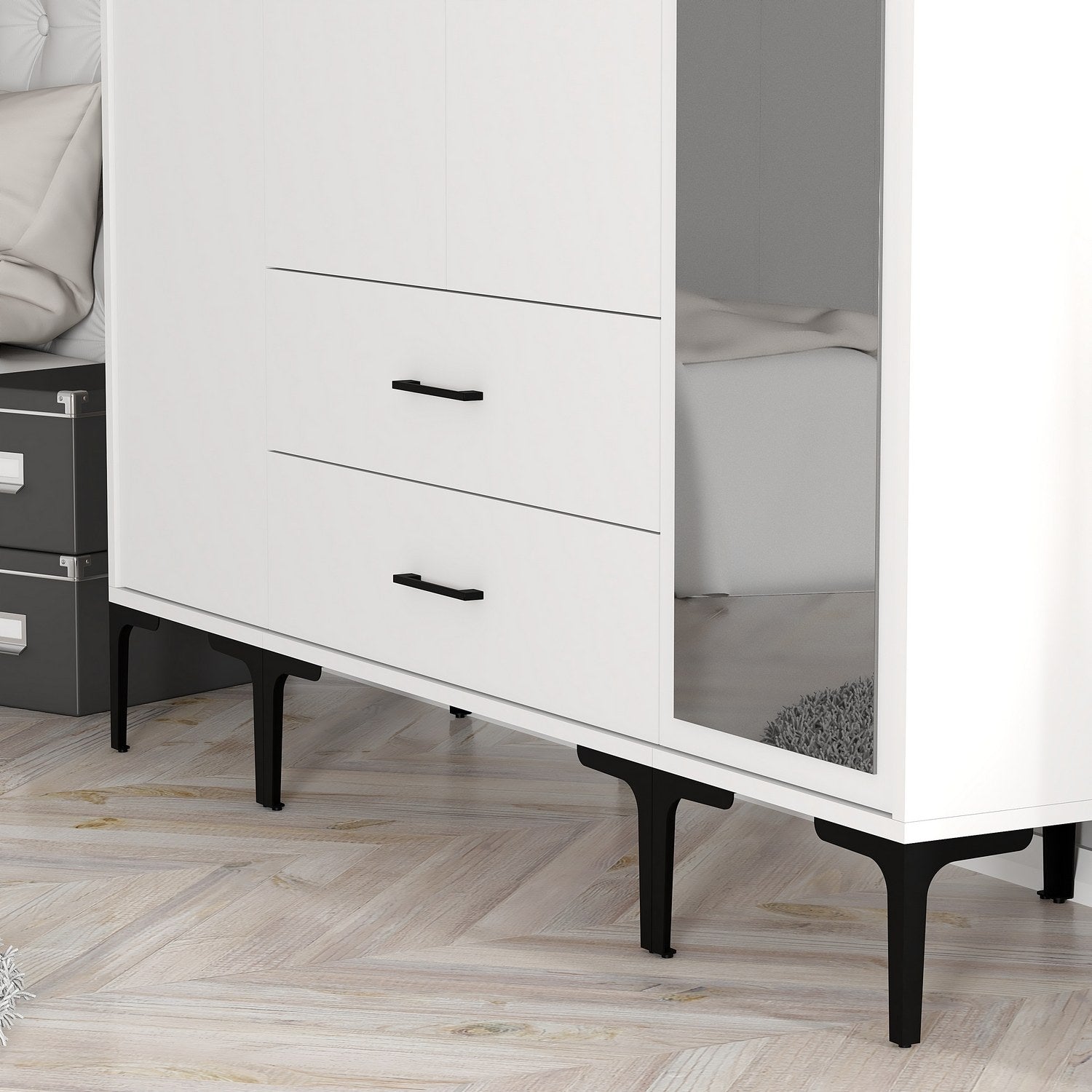 Guarda-roupa – 160 cm x 201,4 cm x 47,5 cm – Branco – Painel de partículas