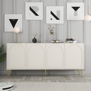 Aparador Elegante em Creme e Dourado – 180 x 80 x 35 cm – Aglomerado de partículas revestido a melamina