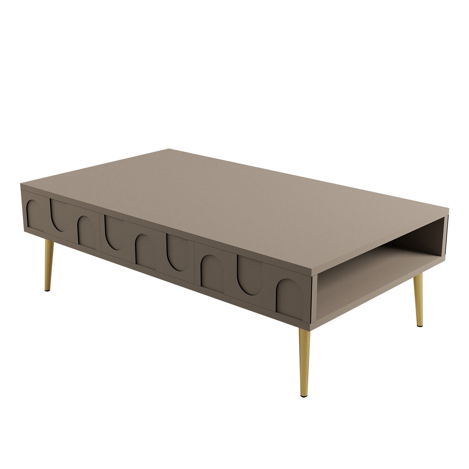 Mesa de Centro – 105 x 60 x 33,6 cm – Atlas e Dourado – Painel de Partículas