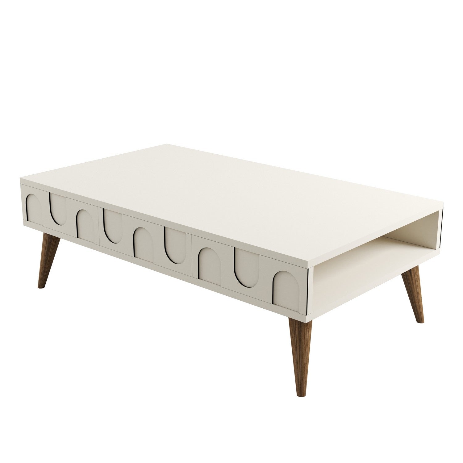 Mesa de Centro – 105 x 60 x 34,6 cm – Creme e Nogueira – Painel de Partículas