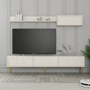 Móvel de TV – 180 cm – Creme e Dourado – Painéis de partículas revestidos a melamina