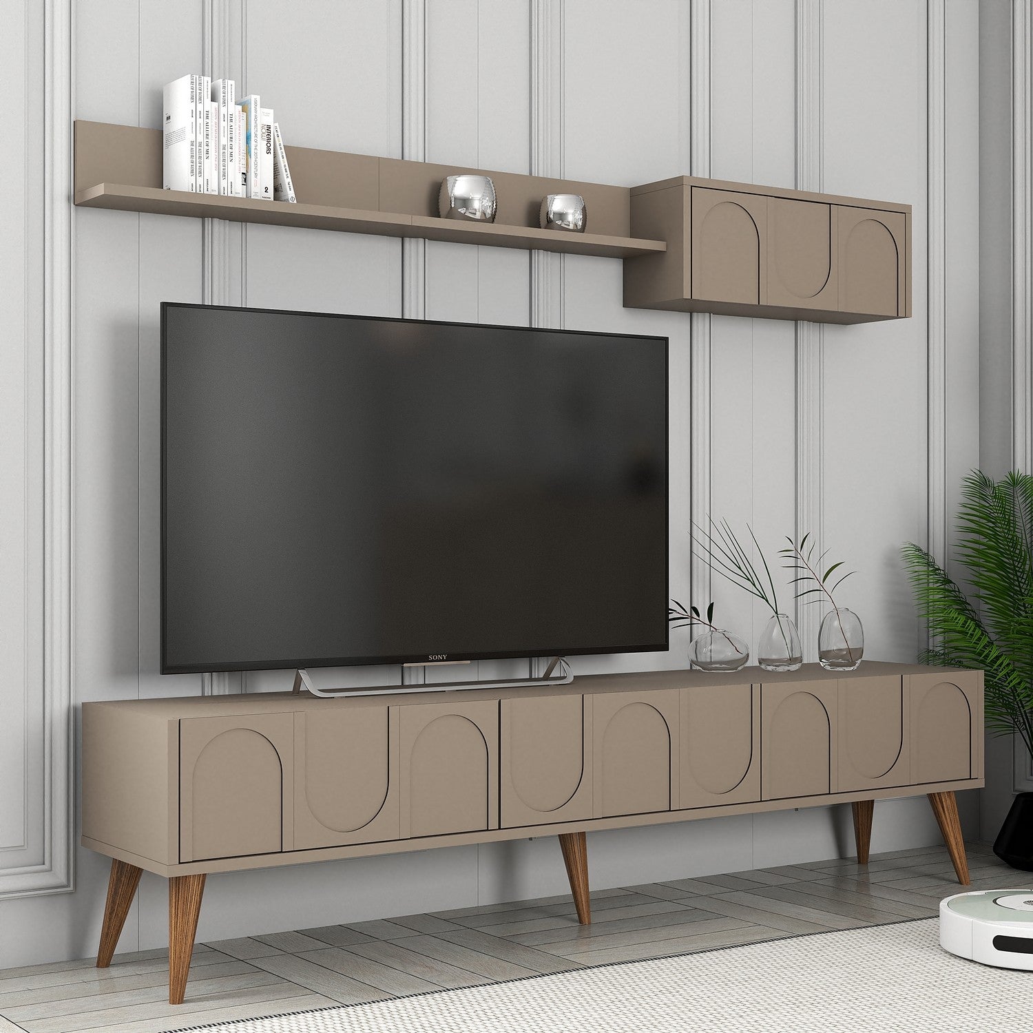 Móvel de TV – 180 cm – Atlas e Nogueira – Painel de partículas revestido a melamina