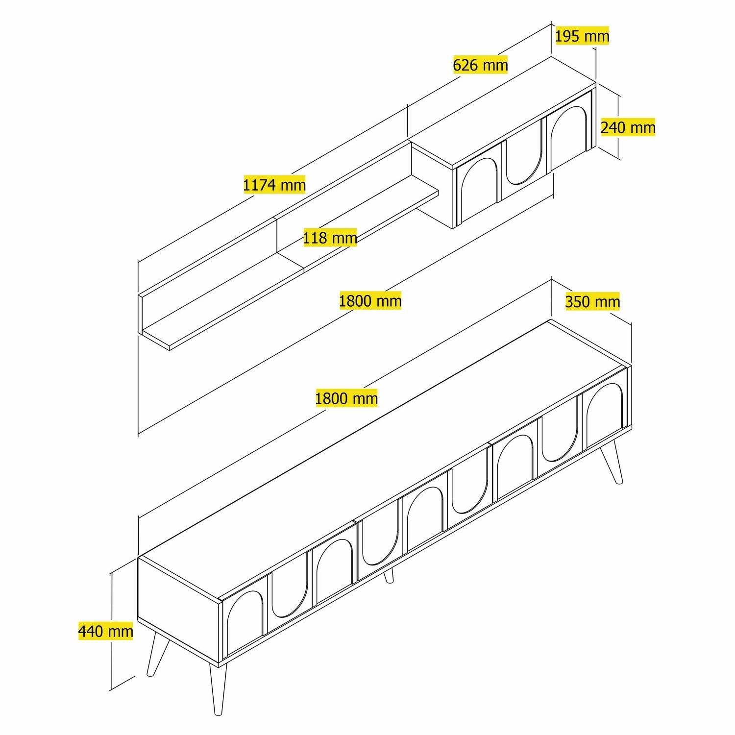 Móvel de TV – 180 cm – Atlas e Nogueira – Painel de partículas revestido a melamina