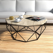 Mesa de Centro – 90 x 90 x 38 cm – Travertino – Painel de Partículas com Revestimento em Melamina
