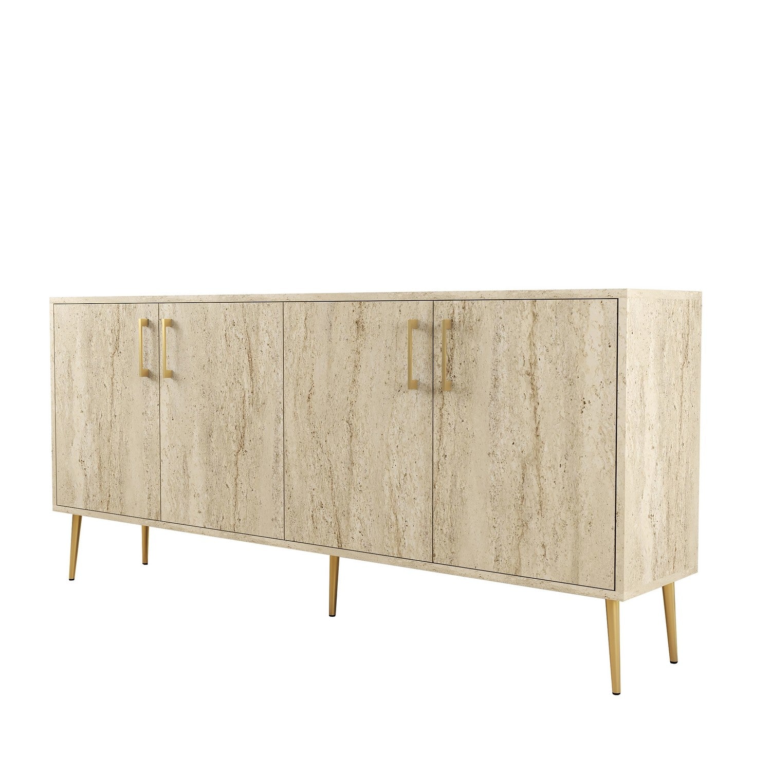 Aparador Elegante – 180 x 78 x 35 cm – Cor Travertino – Painel de Partículas Revestido em Melamina