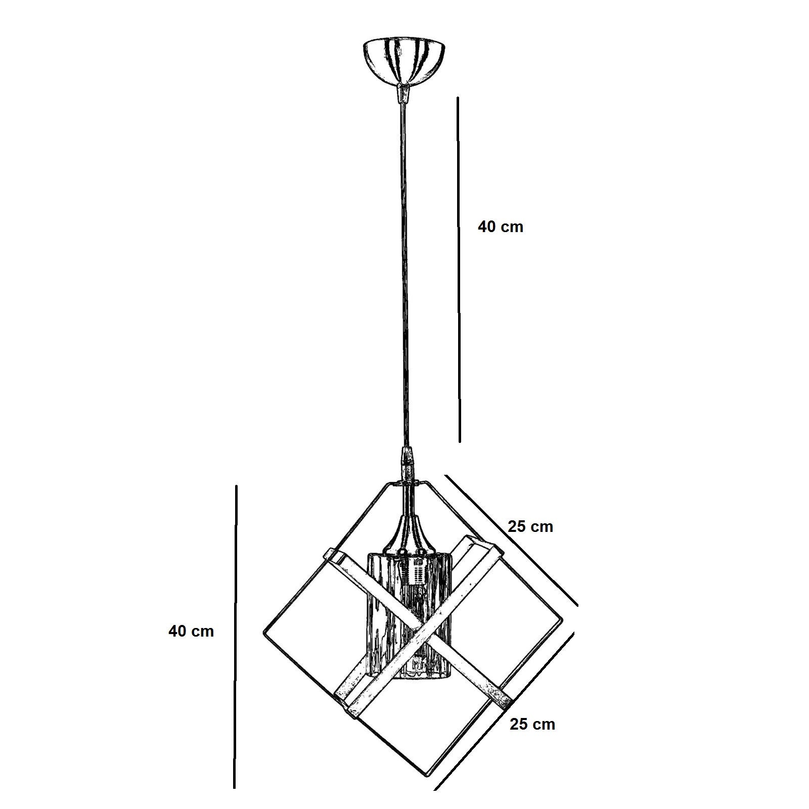 Candeeiro de Teto – 70 cm altura – Multicolorido – Metal e vidro
