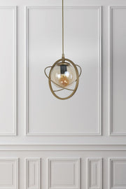 Candeeiro de Teto – 25 cm de diâmetro, 70 cm de altura – Antigo – Metal