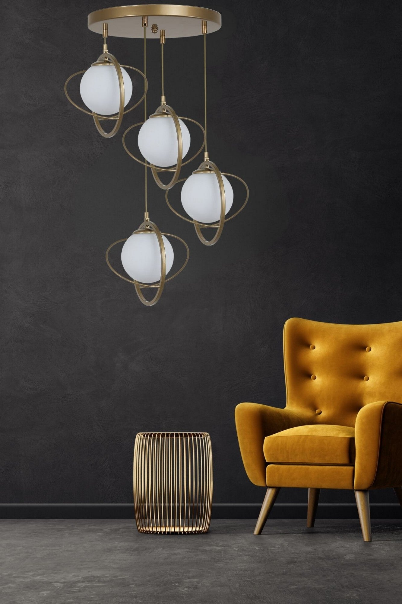 Candeeiro de Teto – 70 cm de altura – Branco – Metal