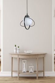 Candeeiro de Teto – 25 cm – Preto e Branco – Metal