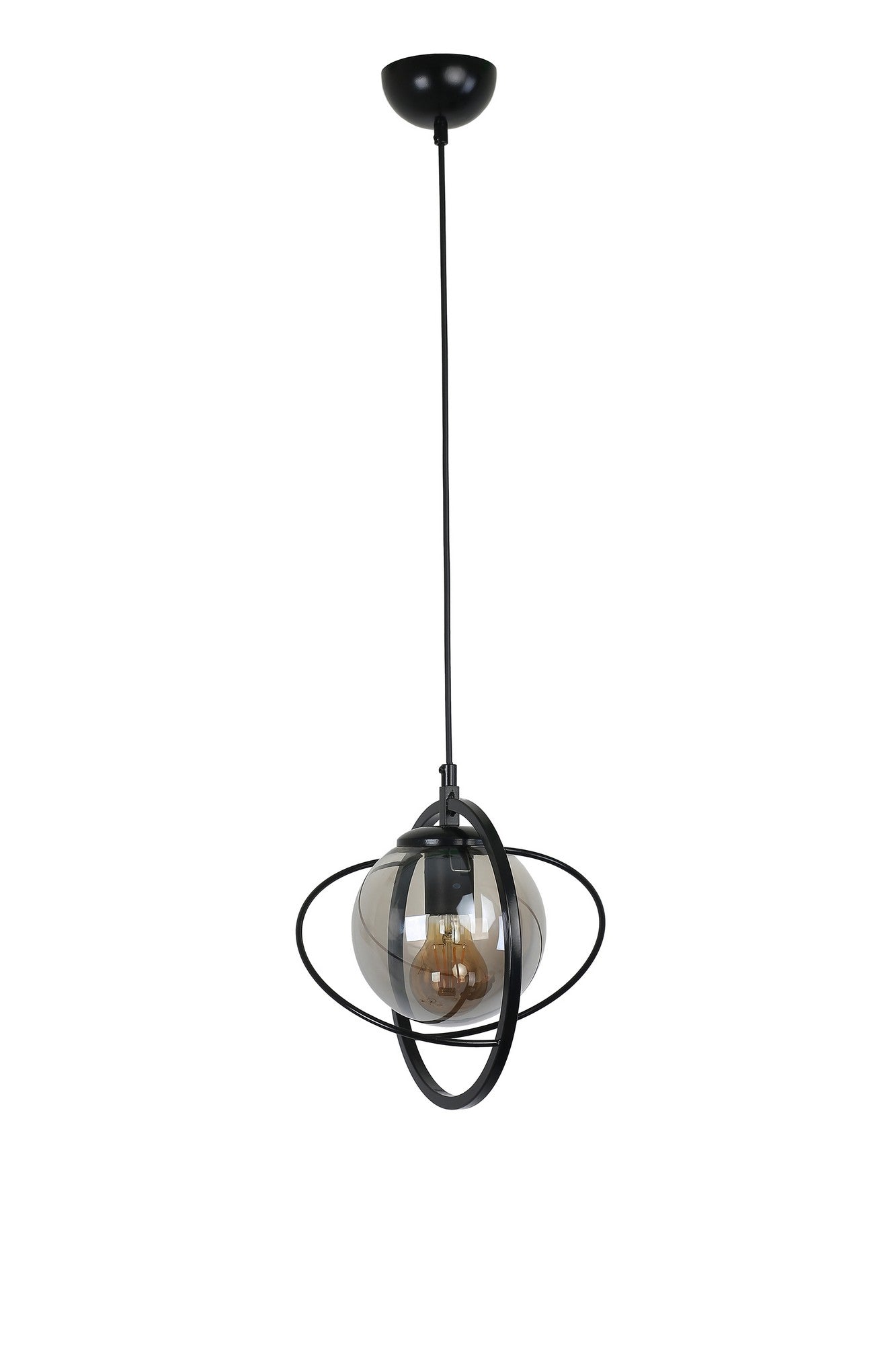 Candeeiro de Teto – 70 cm – Preto e Fumaça – Metálico