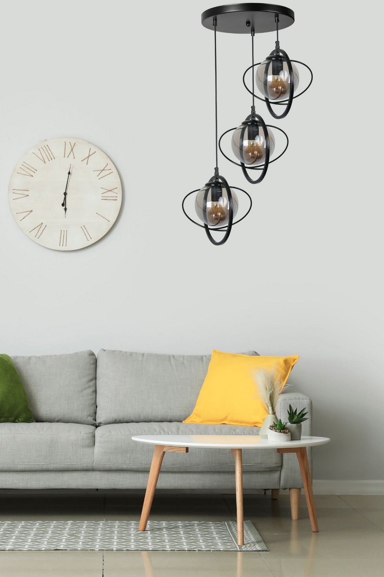 Candeeiro de Teto – 30 cm – Preto e Fumê – Metal