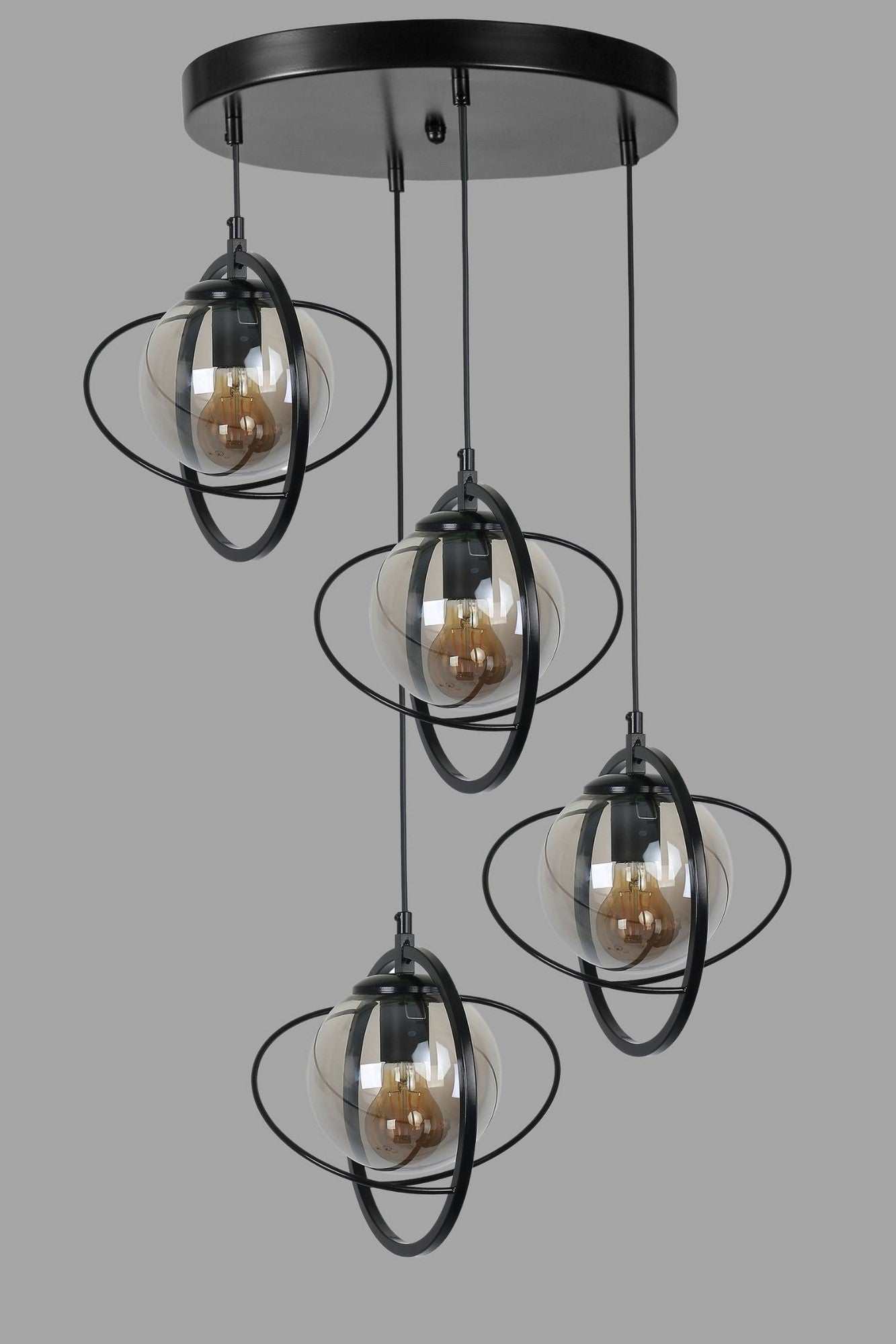 Candeeiro de Teto – 35 cm – Preto e Fumaça – Metálico