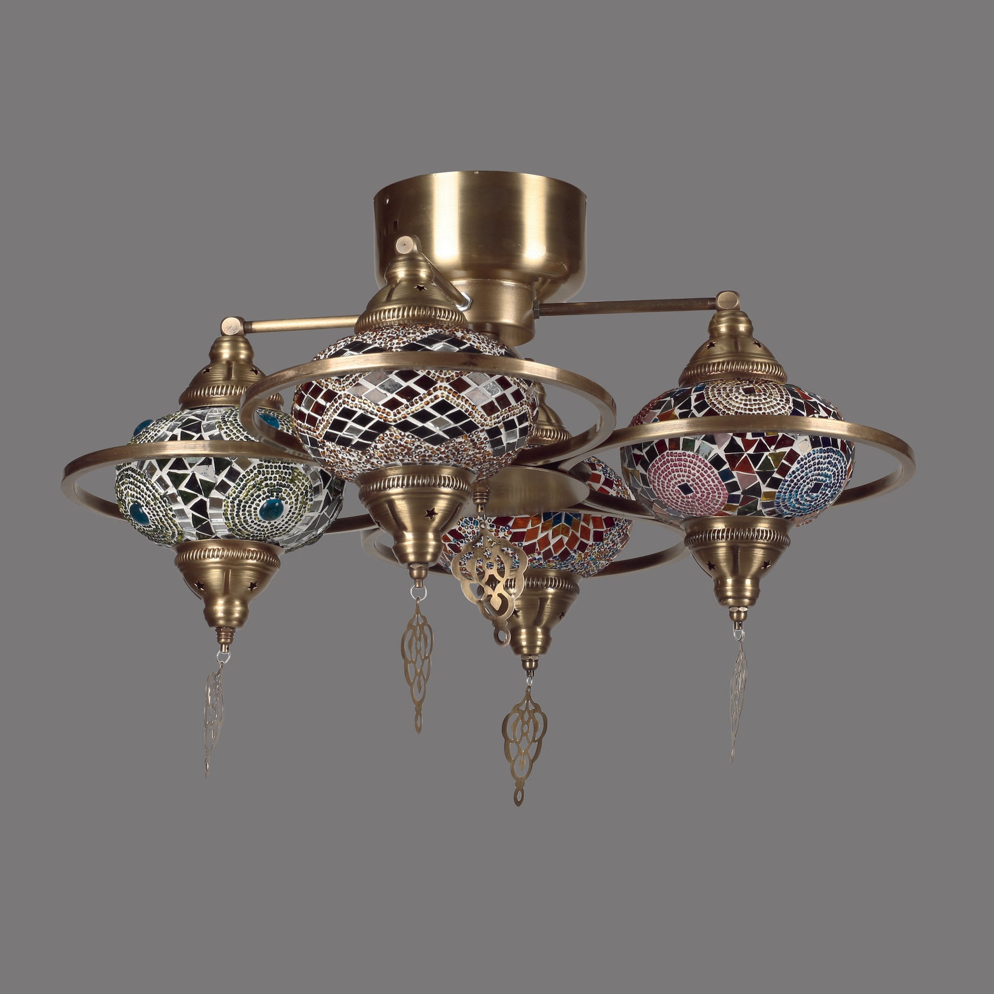 Candeeiro de Teto – 44 cm – Multicolorido – Metal e vidro