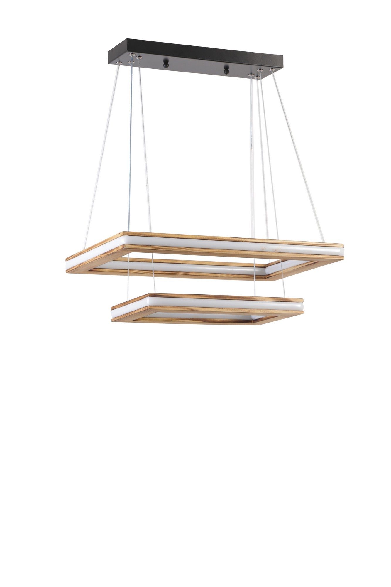 Candeeiro de Teto – 50 x 30 cm, 35 x 20 cm – Cobre e Carvalho – Metal