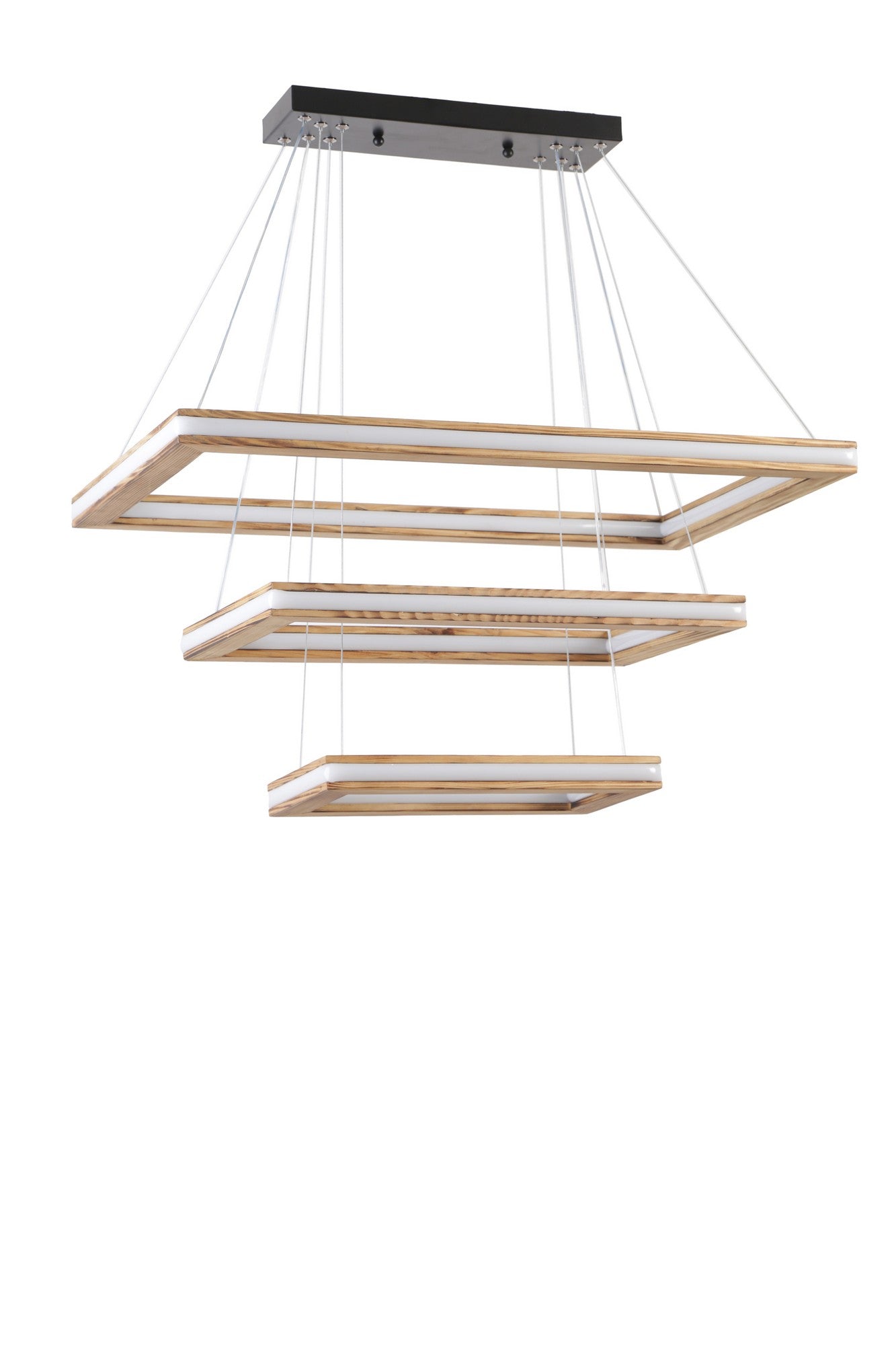 Candeeiro de Teto – 70 x 45 cm, 50 x 30 cm, 35 x 20 cm – Cor de Nogueira – Metal