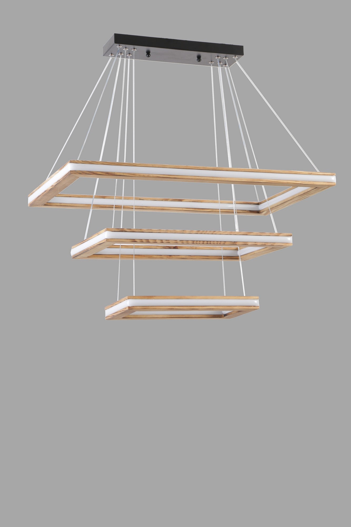Candeeiro de Teto – 70 x 45 cm, 50 x 30 cm, 35 x 20 cm – Cor de Nogueira – Metal
