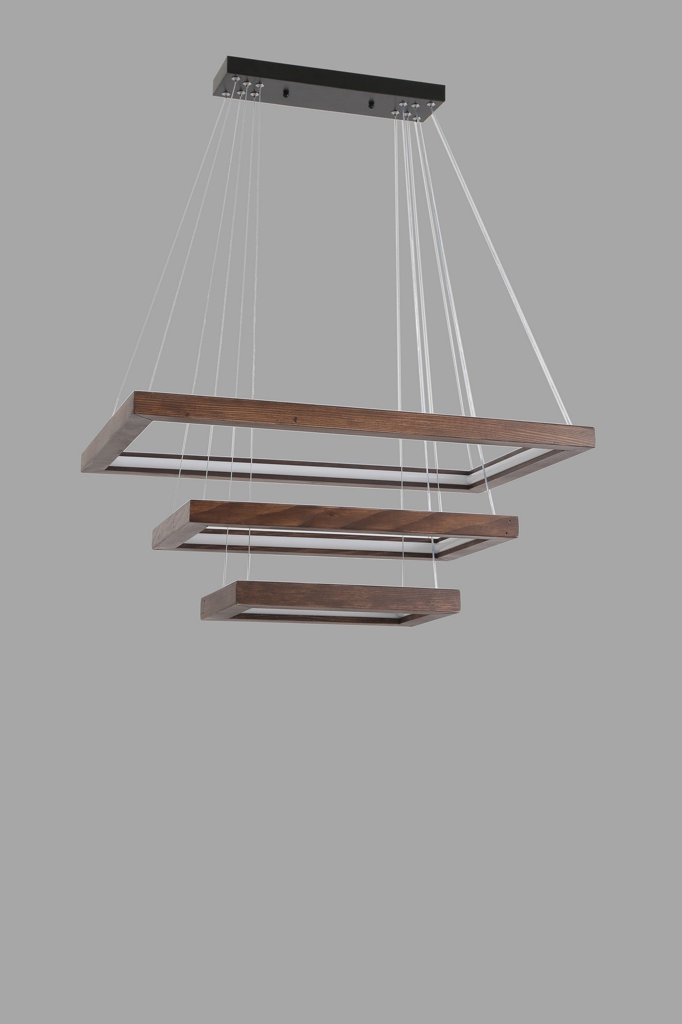 Candeeiro de Teto – 70 x 45 cm, 50 x 30 cm, 35 x 20 cm – Nogueira – Metal