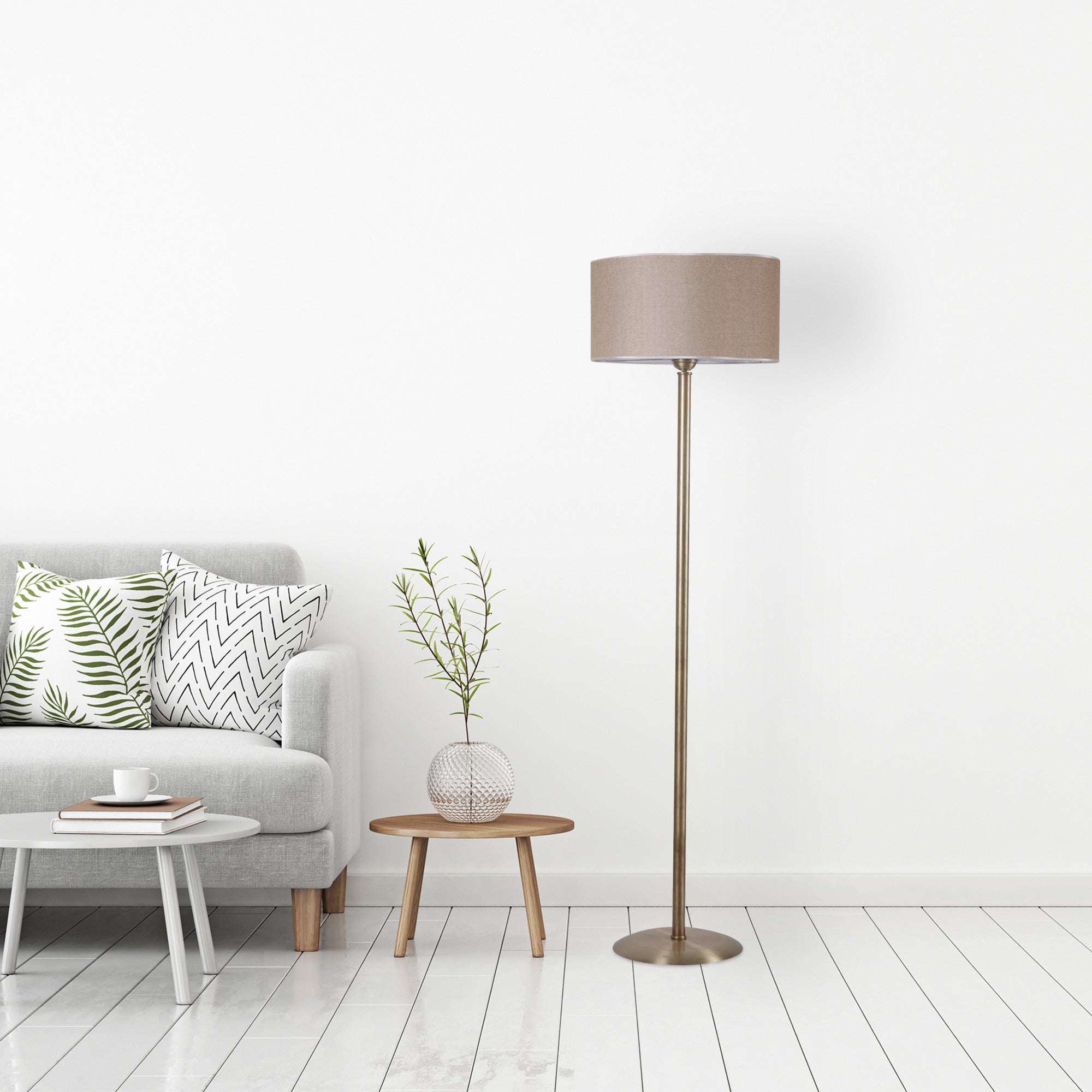 Candeeiro de Pé – 155 cm – Multicolorido – Metal com Revestimento de Cobre