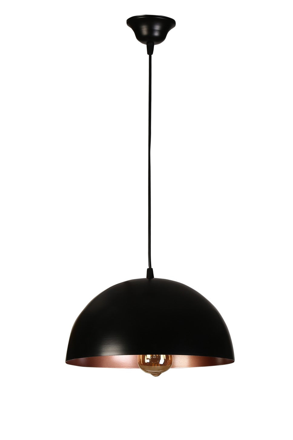 Candeeiro de Teto – 80 cm – Preto e Cobre – Metal