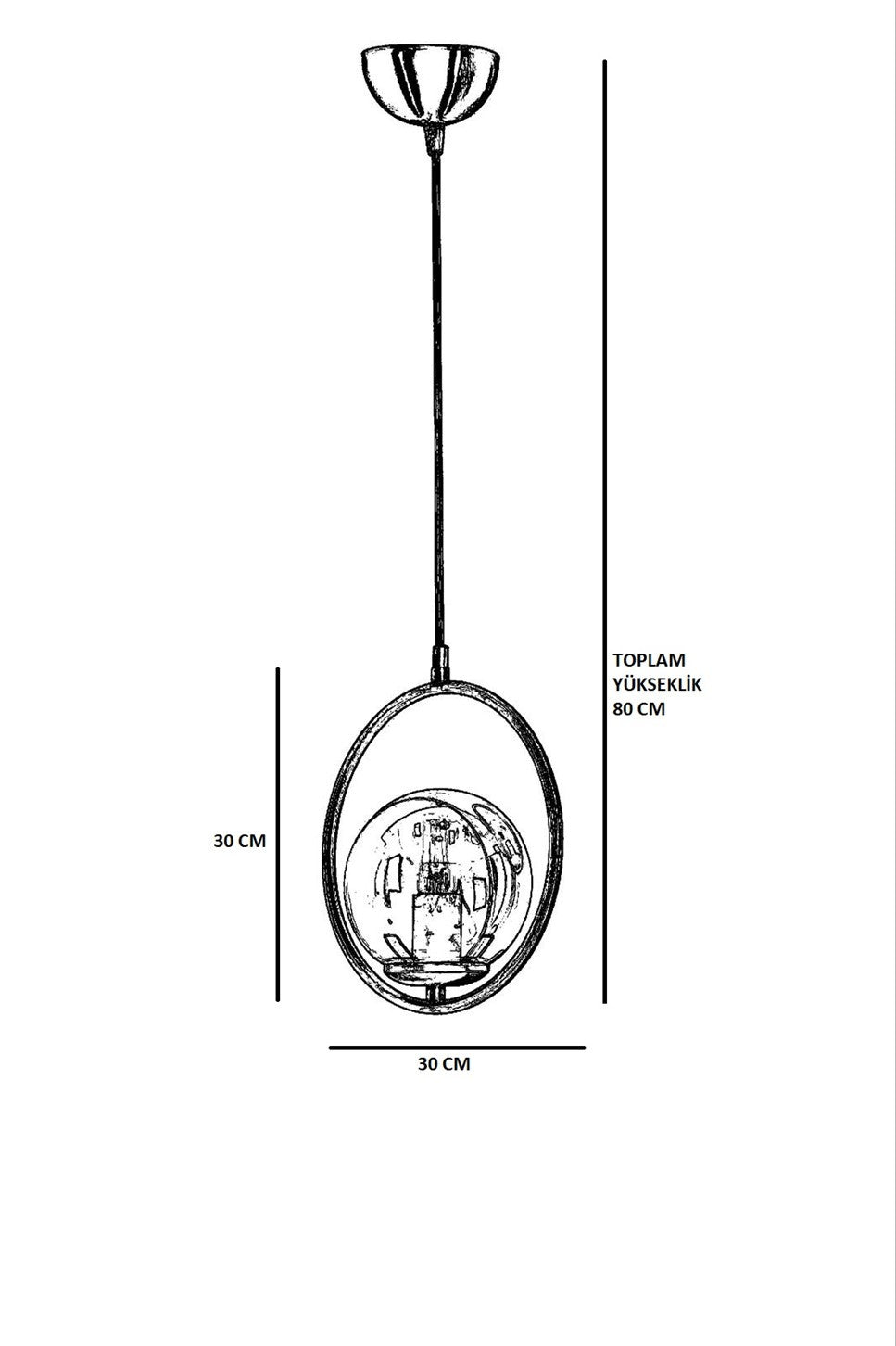 Candeeiro de Teto – 70 cm x 30 cm – Preto – Metal