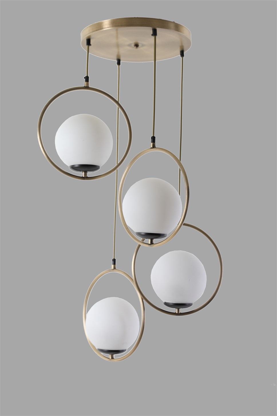 Candeeiro de Teto – 70 cm x 30 cm – Branco e Cobre – Metal