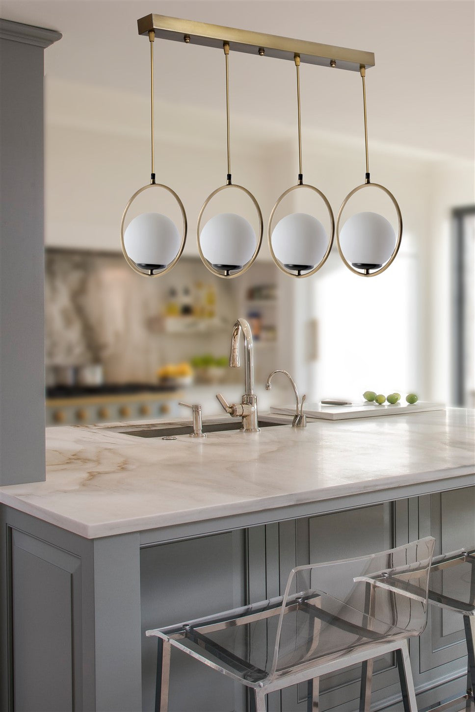 Candeeiro de Teto – 65 cm – Branco e Cobre – Metal