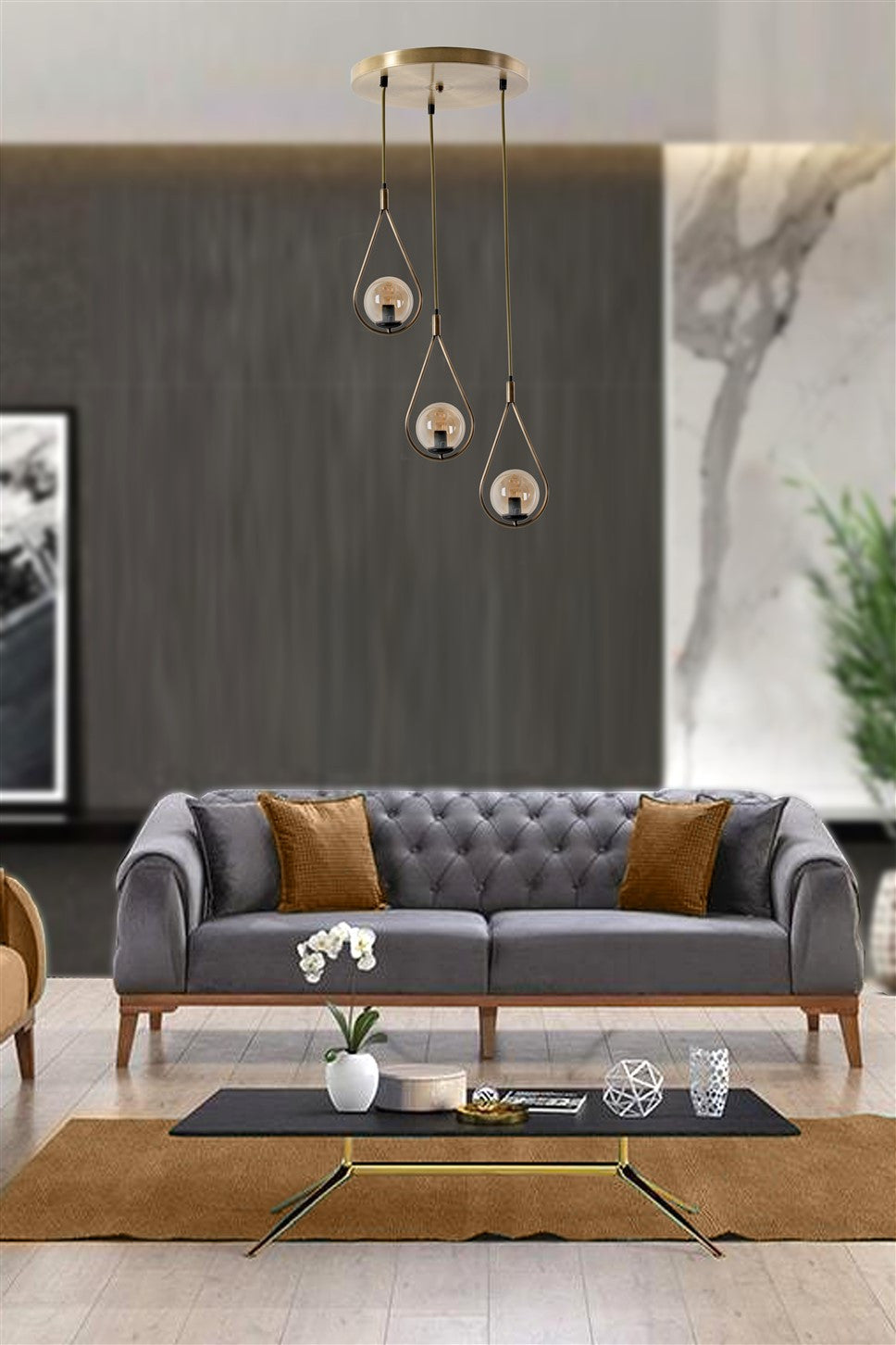 Candeeiro de Teto – 70 cm – Cobre – Metal