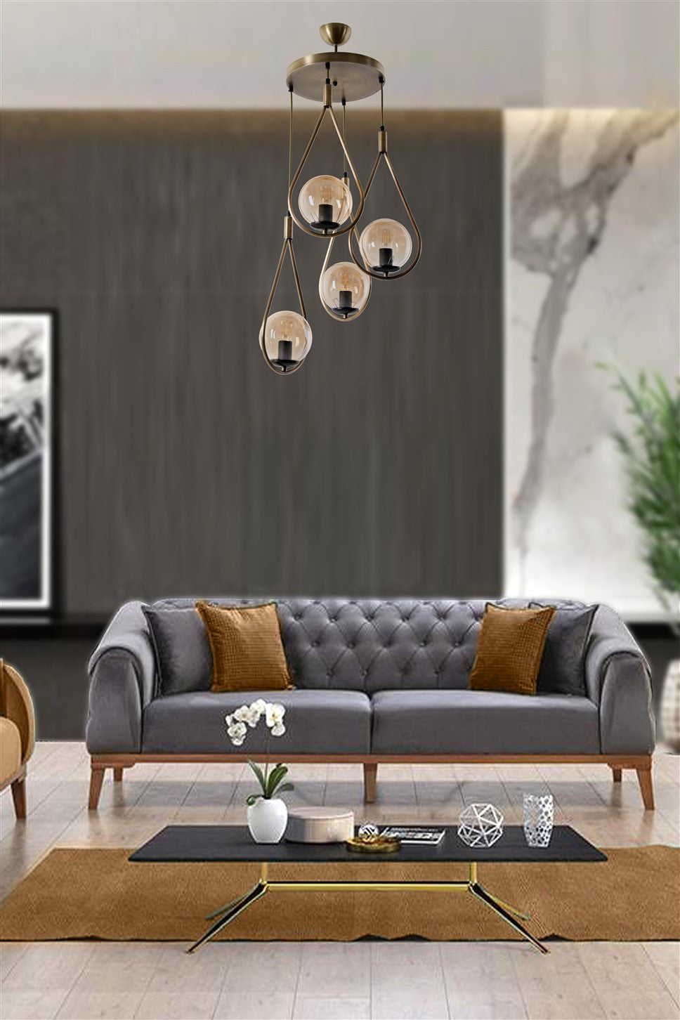 Candeeiro de Teto – 70 cm – Cobre – Metal