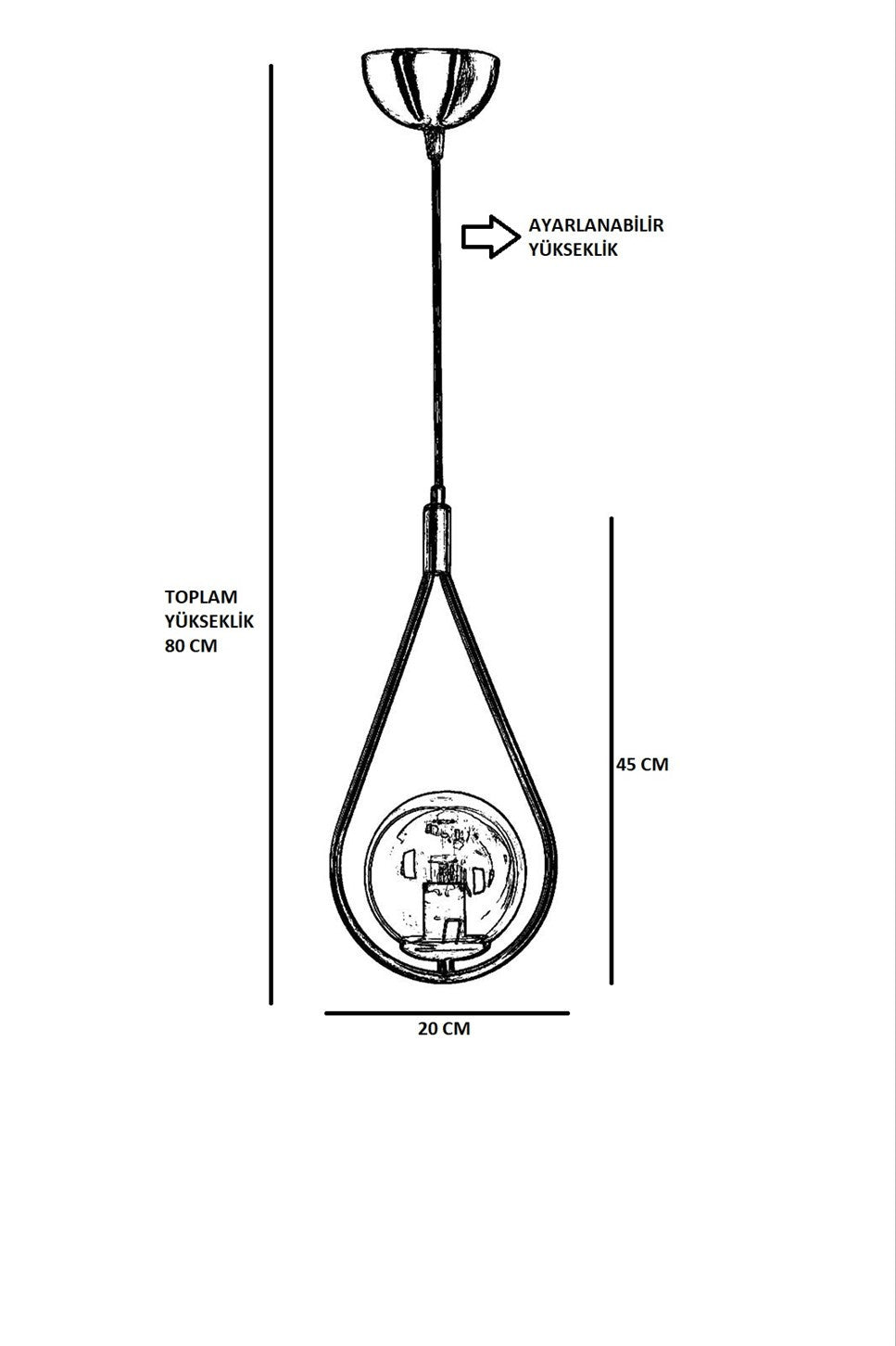 Candeeiro de Teto - 70 cm - Branco e Cobre - Metal