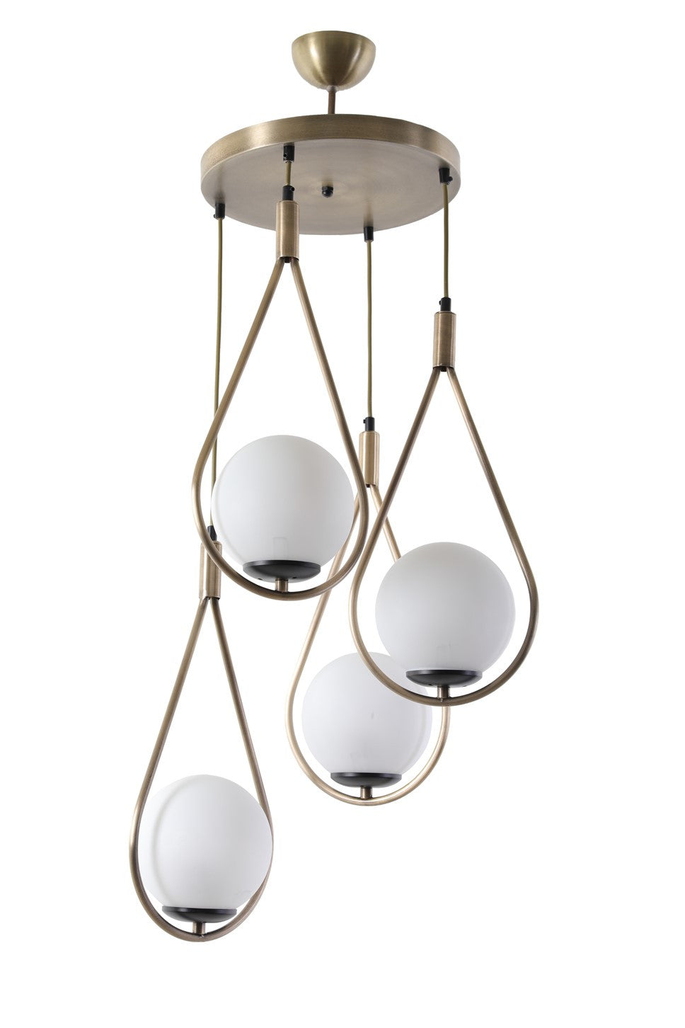 Candeeiro de Teto – 70 cm – Branco e Cobre – Metal