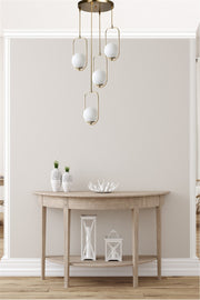 Candeeiro de Teto – 70 cm altura, 30 cm diâmetro – Branco e Cobre – 100% metal