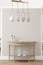 Candeeiro de Teto – 65 cm – Branco e Cobre – Metal