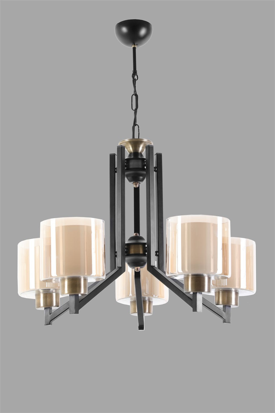 Candeeiro de Teto – 60 cm – Preto e Cobre – Metal