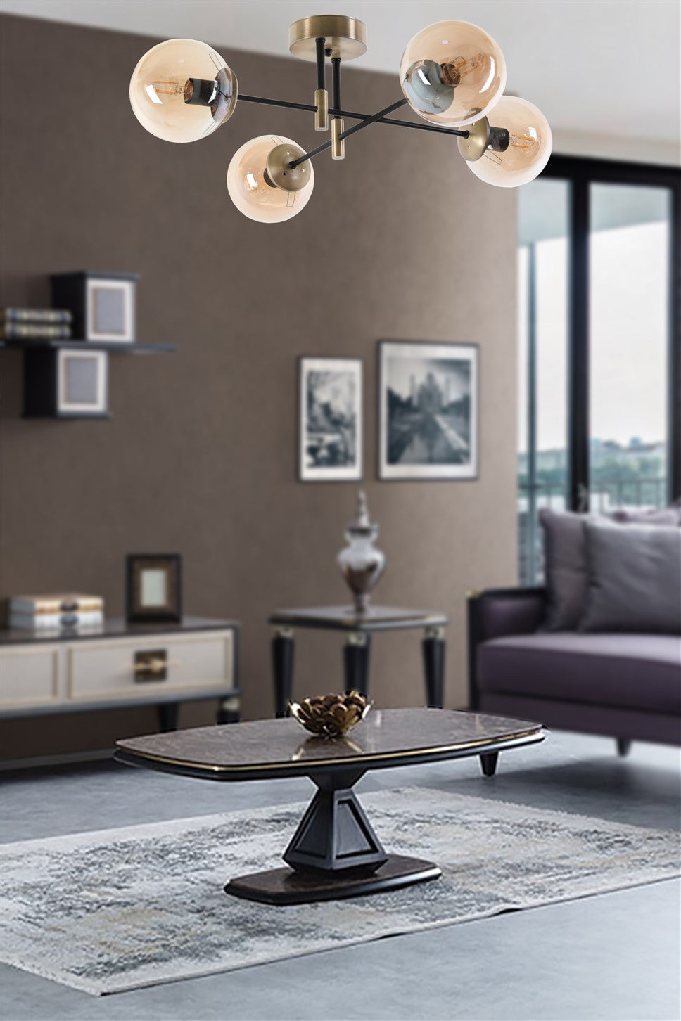 Candeeiro de Teto – 65 cm – 35 cm – Metal