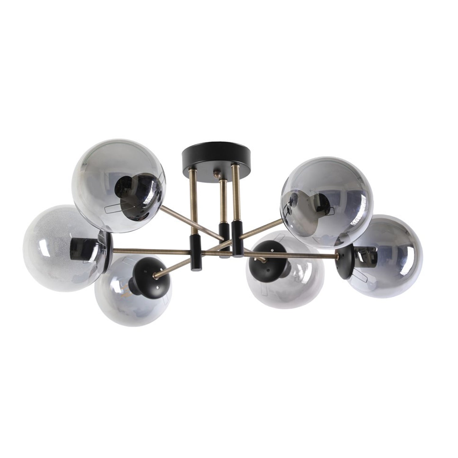 Candeeiro de Teto – 65 cm – Preto e Fumê – Metal