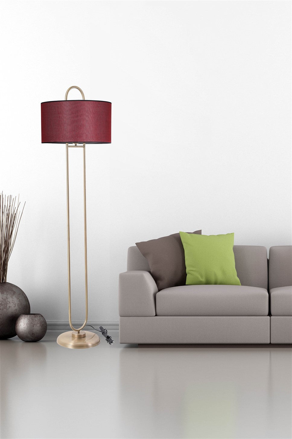 Candeeiro de Pé – 170 cm – Vermelho Clarete – Metal