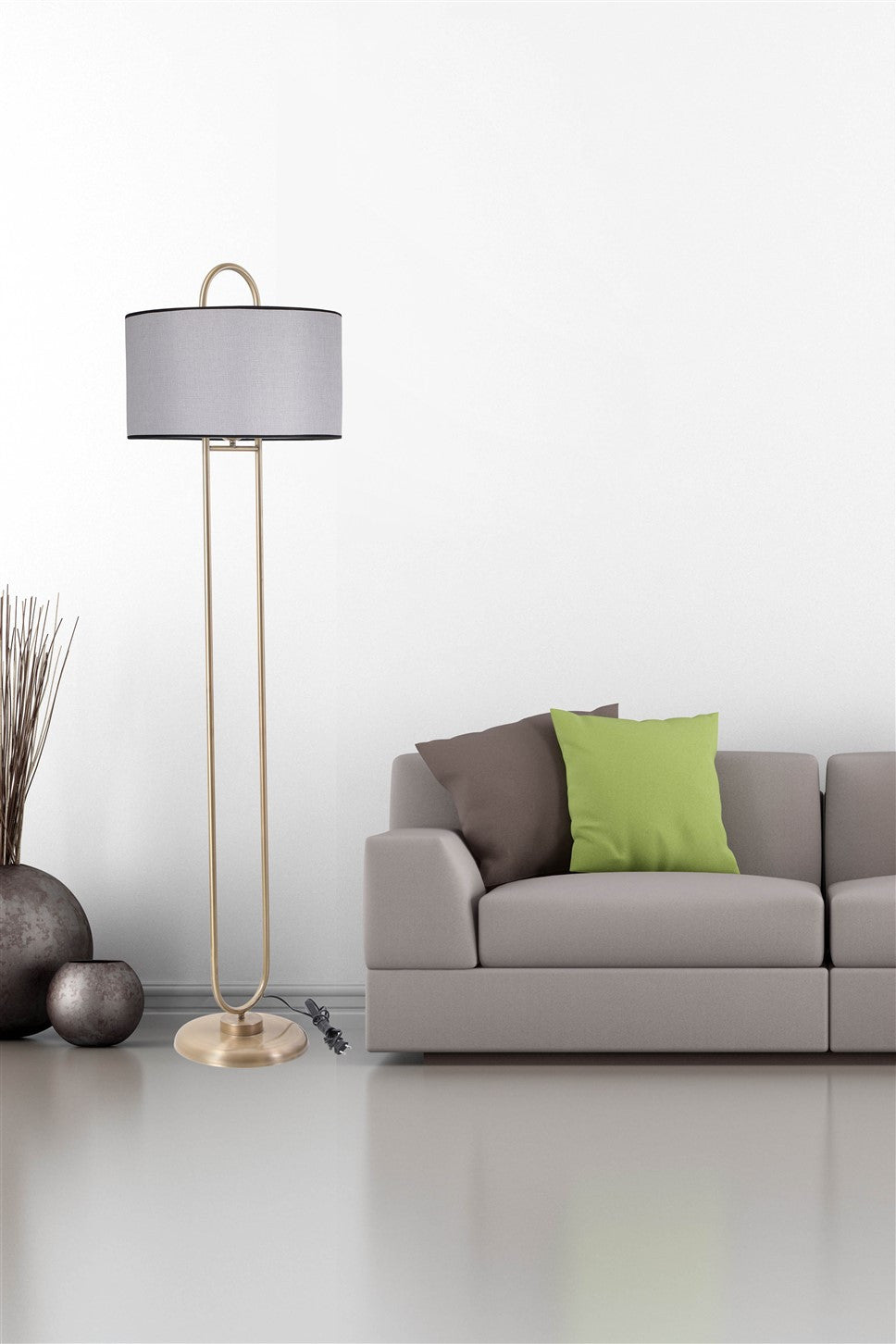 Candeeiro de Pé – 170 cm – Cinza – Metal