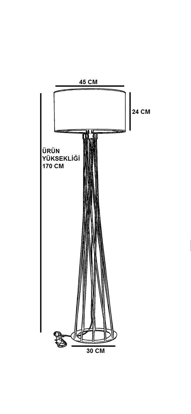 Candeeiro de Pé – 160 cm – Preto – Metal