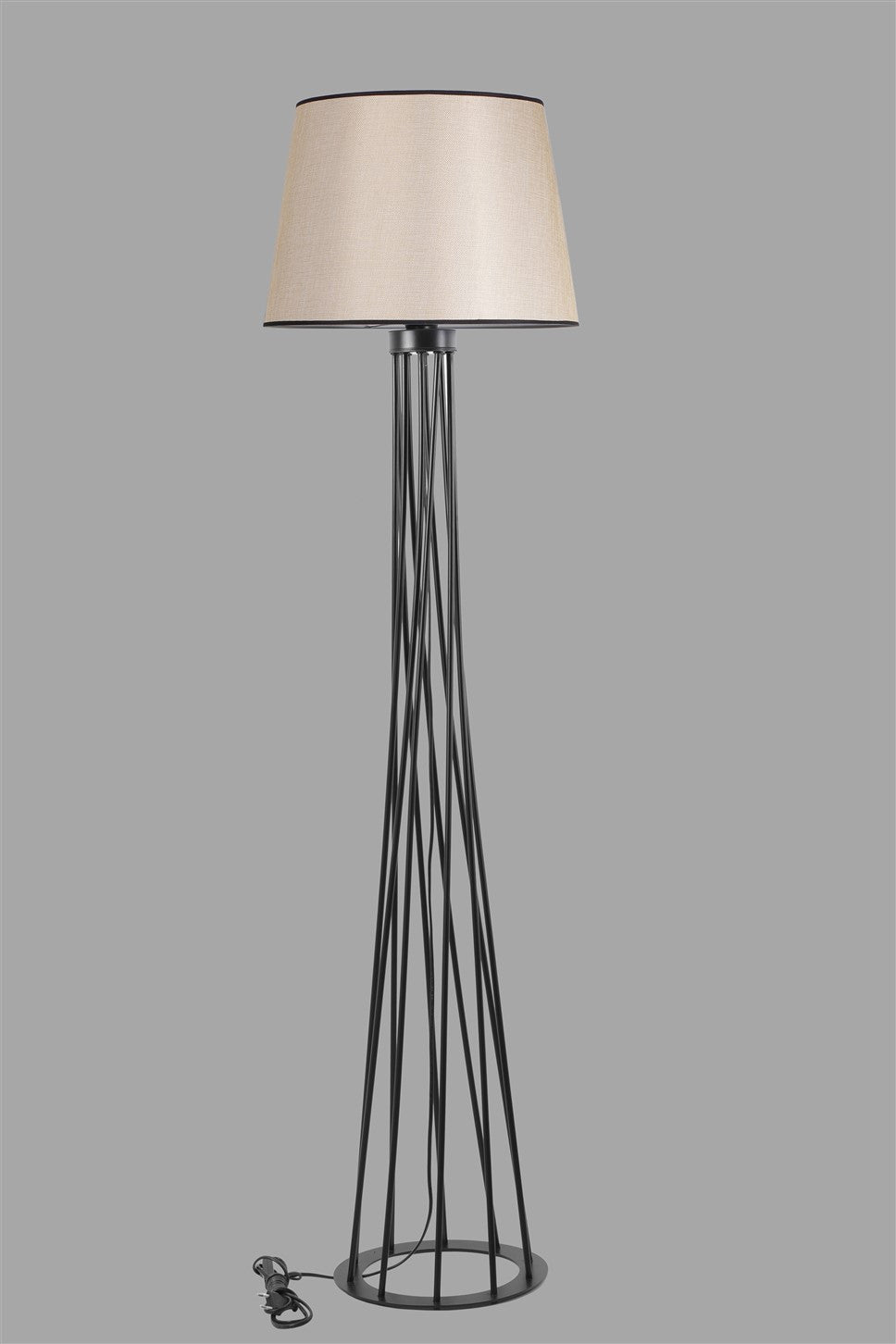 Candeeiro de Pé – 160 cm – Bege e Preto – Metal