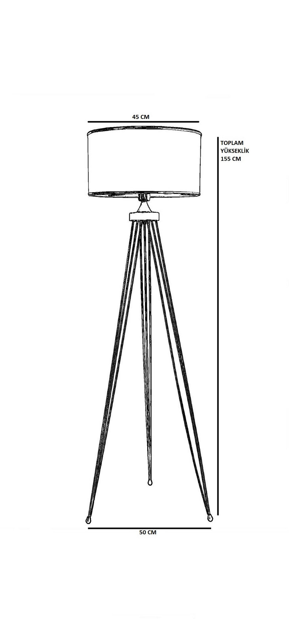 Candeeiro de Pé – 155 cm – Preto – Metal e Rattan