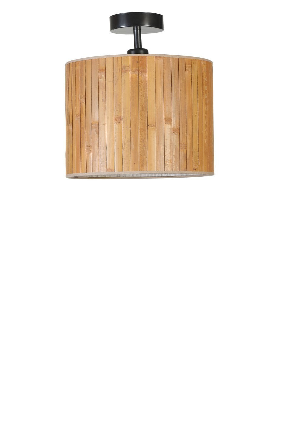 Candeeiro de Teto – 30 cm – Preto – Metal e Bambu