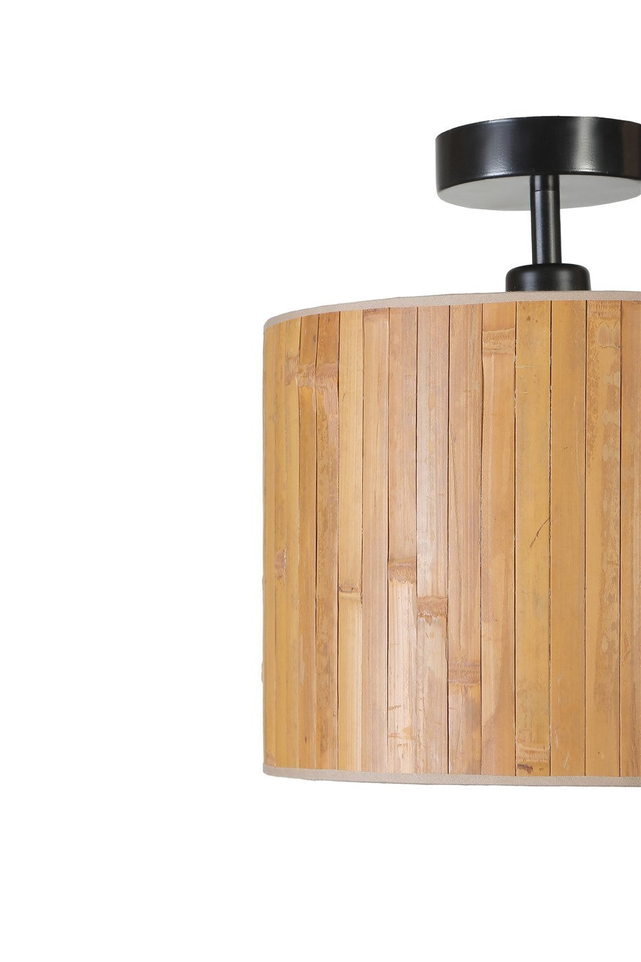 Candeeiro de Teto – 30 cm – Preto – Metal e Bambu