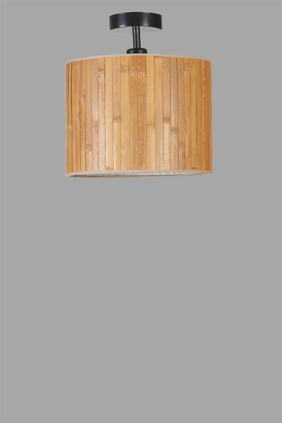 Candeeiro de Teto – 30 cm – Preto – Metal e Bambu