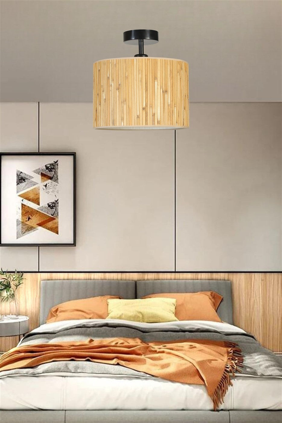 Candeeiro de Teto – 30 cm – Preto – Bambu e Metal