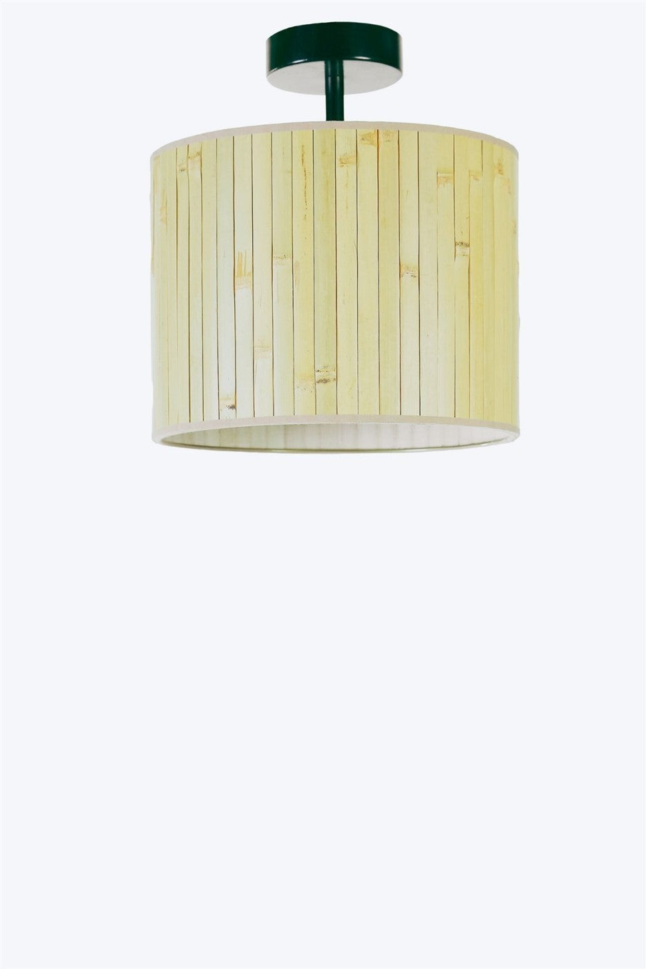 Candeeiro de Teto – 30 cm – Carvalho e Verde – Metal e Bambu