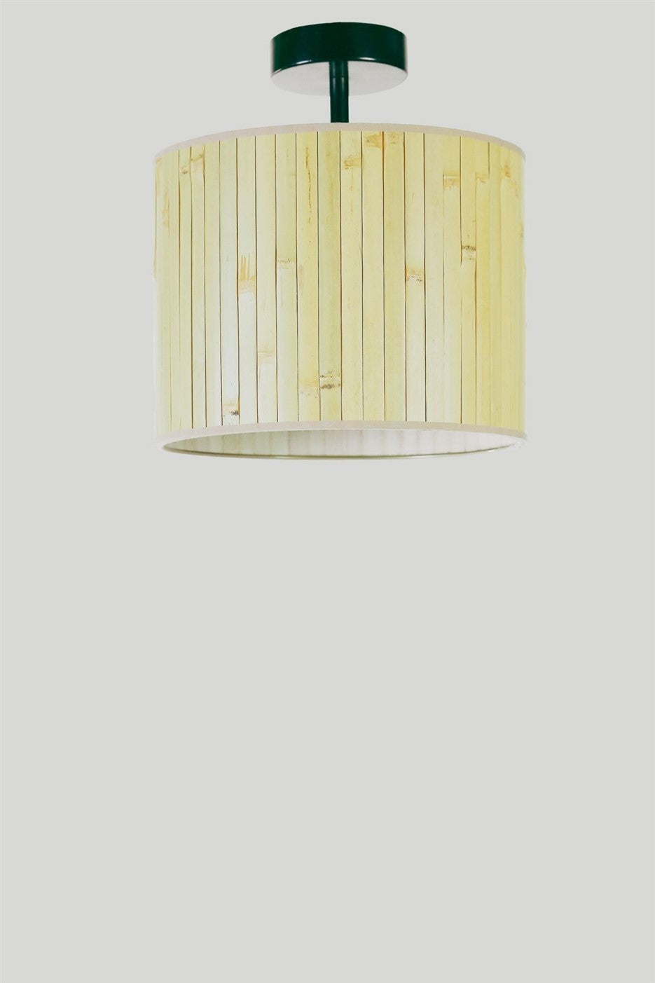 Candeeiro de Teto – 30 cm – Carvalho e Verde – Metal e Bambu