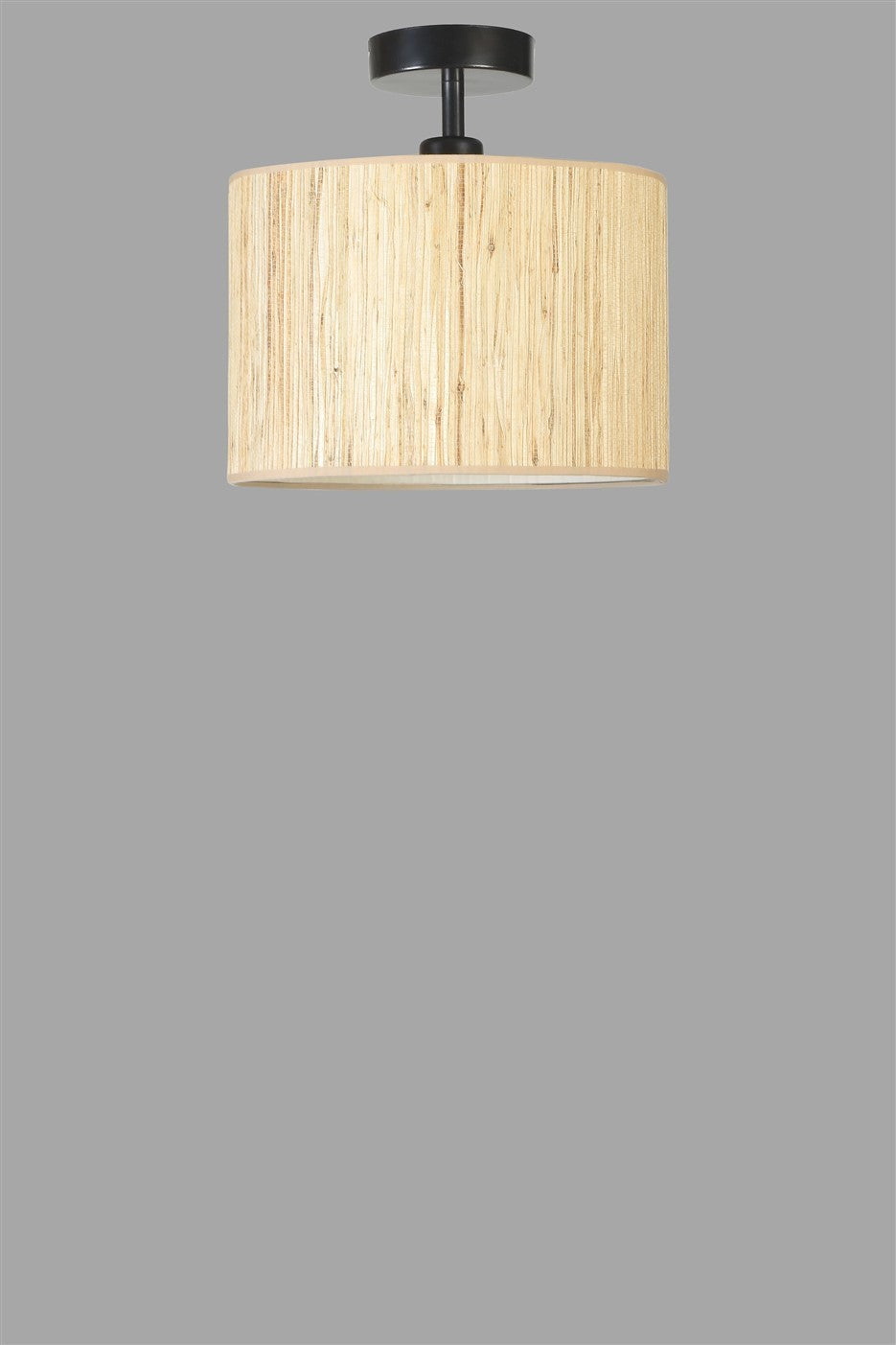 Candeeiro de Teto – 30 cm – Carvalho e Preto – Metal e Bambu