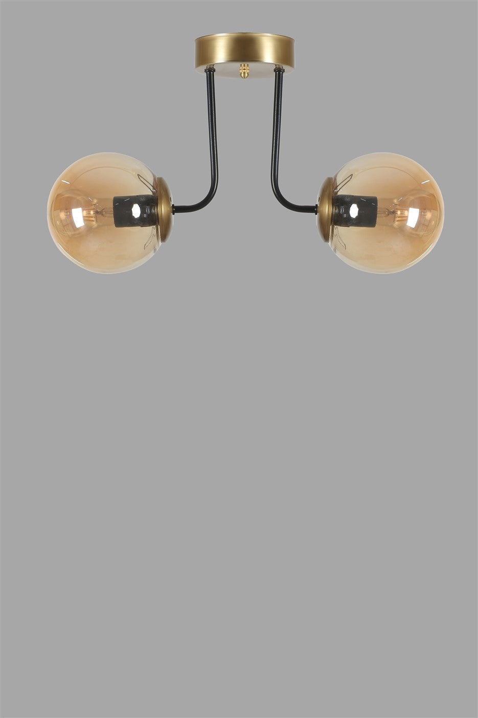 Candeeiro de Teto – 40 cm – Âmbar e Ouro – Metal