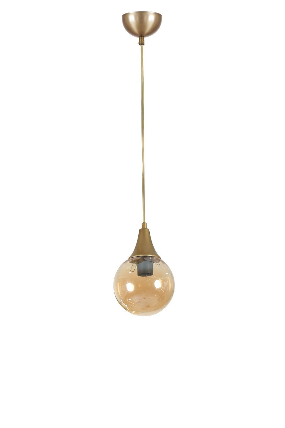 Candeeiro de Teto – 70 cm – Âmbar e Ouro – Metal e Vidro